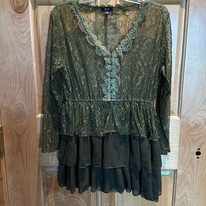 Green Lace Ruffle top